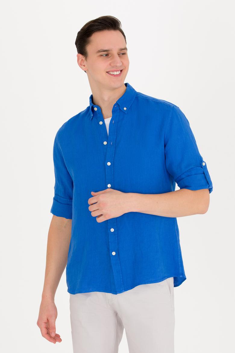 Erkek Saks Uzun Kollu Gömlek - 50267490005