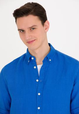 Erkek Saks Uzun Kollu Gömlek - 50267490005