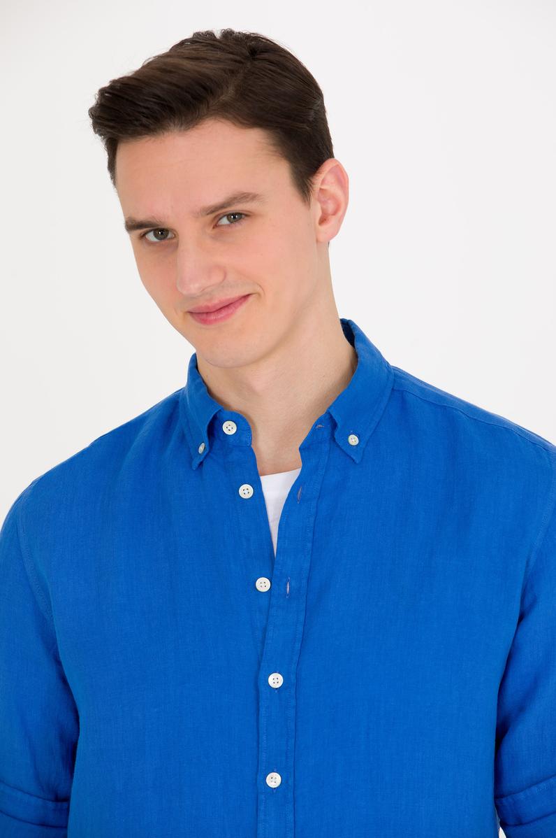 Erkek Saks Uzun Kollu Gömlek