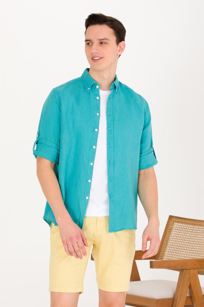 Erkek Mint Uzun Kollu Gömlek