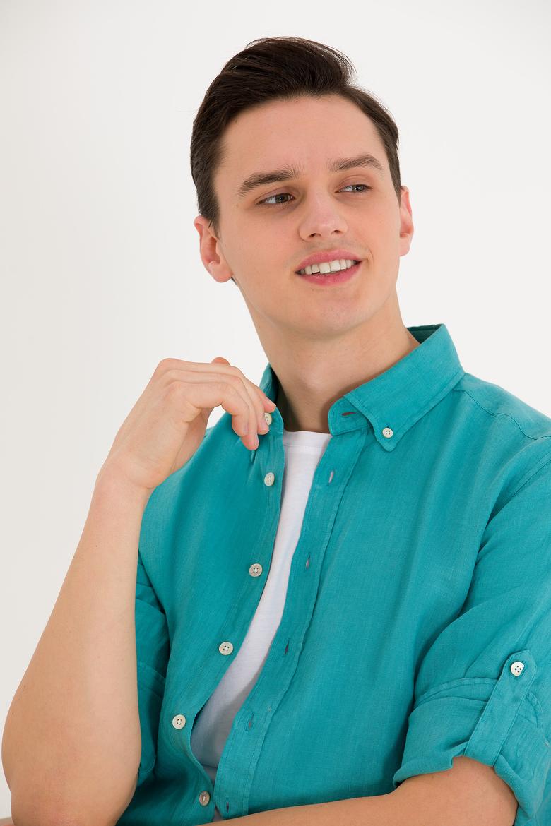 Erkek Mint Uzun Kollu Gömlek - 50267490025