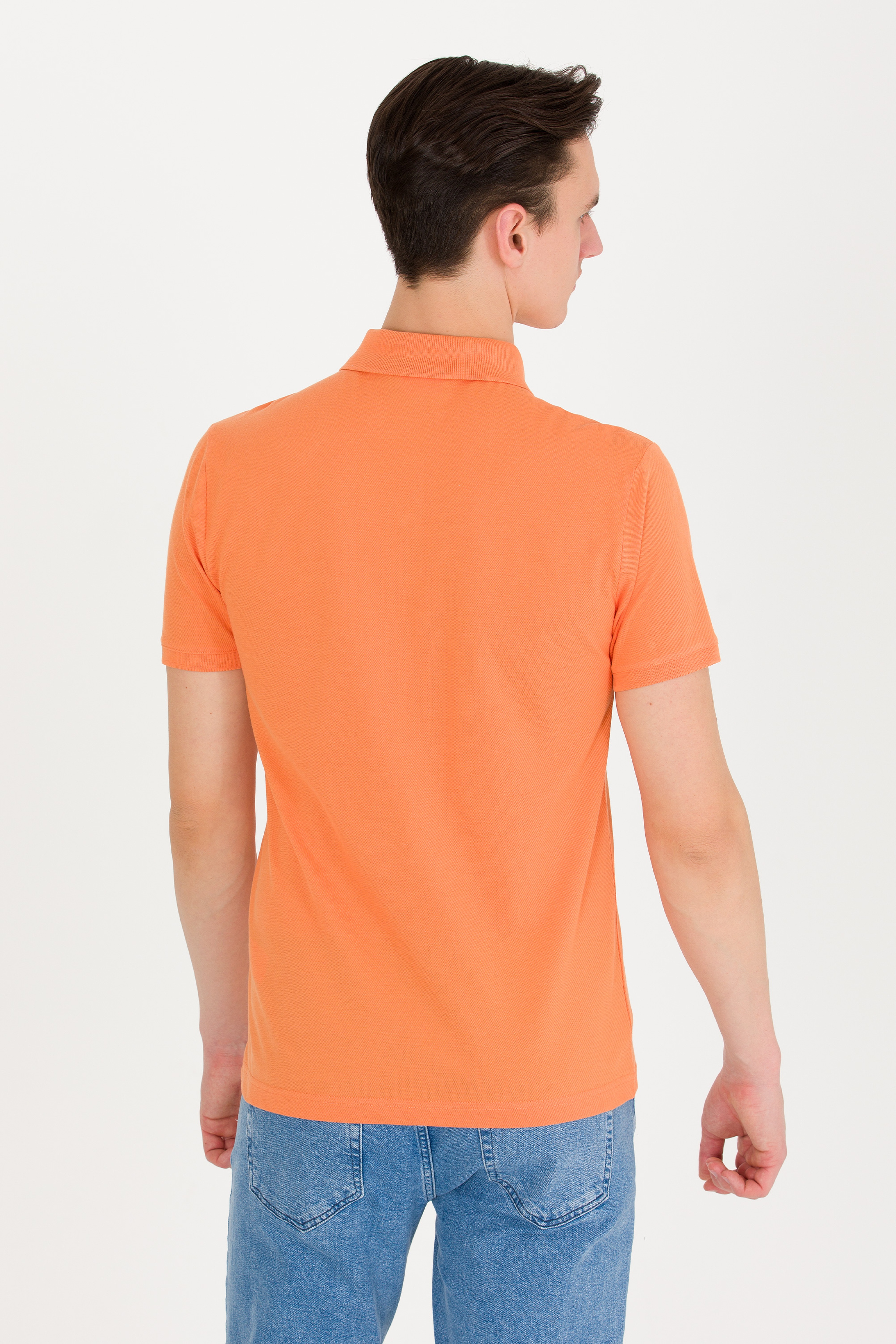 Erkek Turuncu Basic Polo Yaka Tişört - Image 5