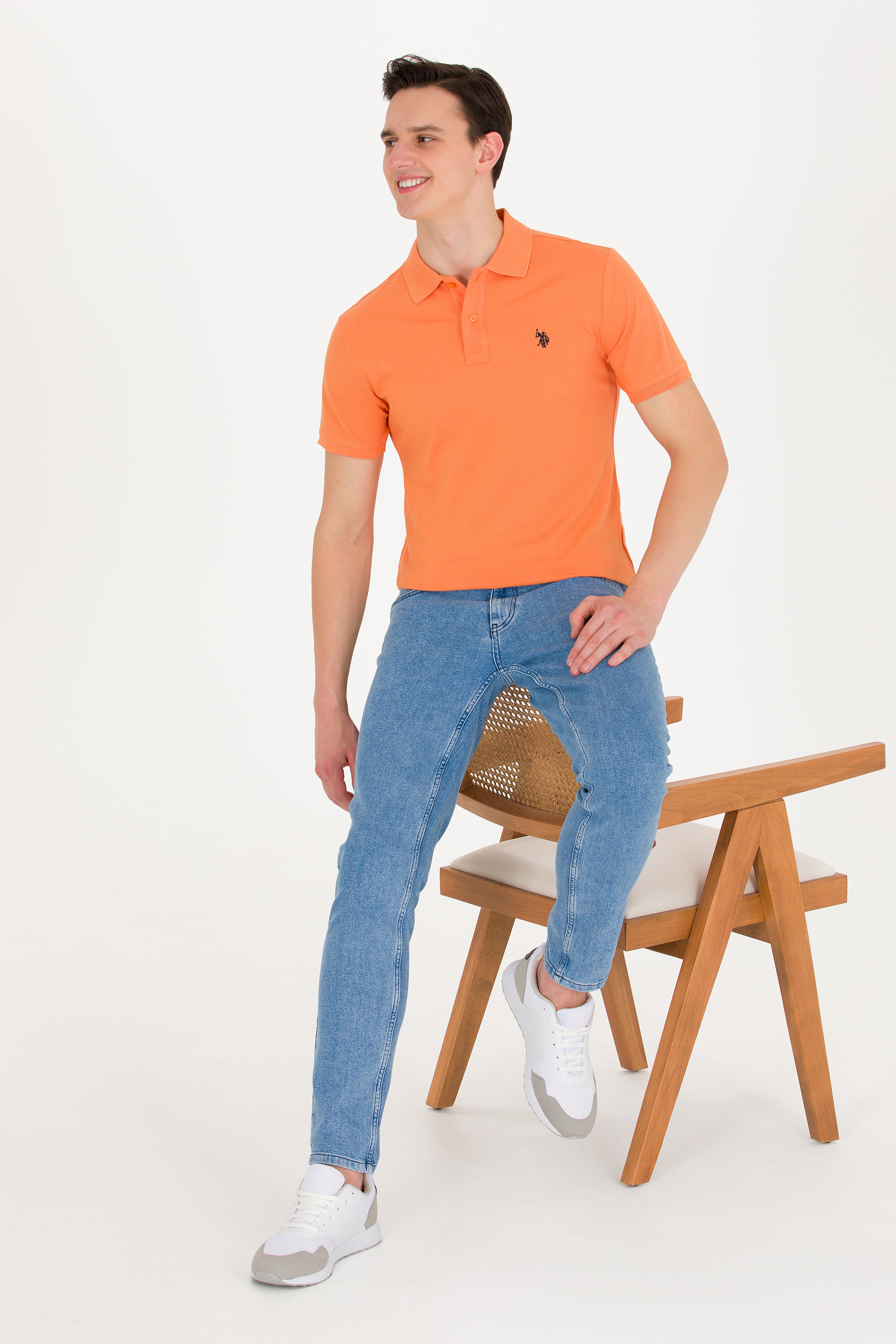 Erkek Turuncu Basic Polo Yaka Tişört