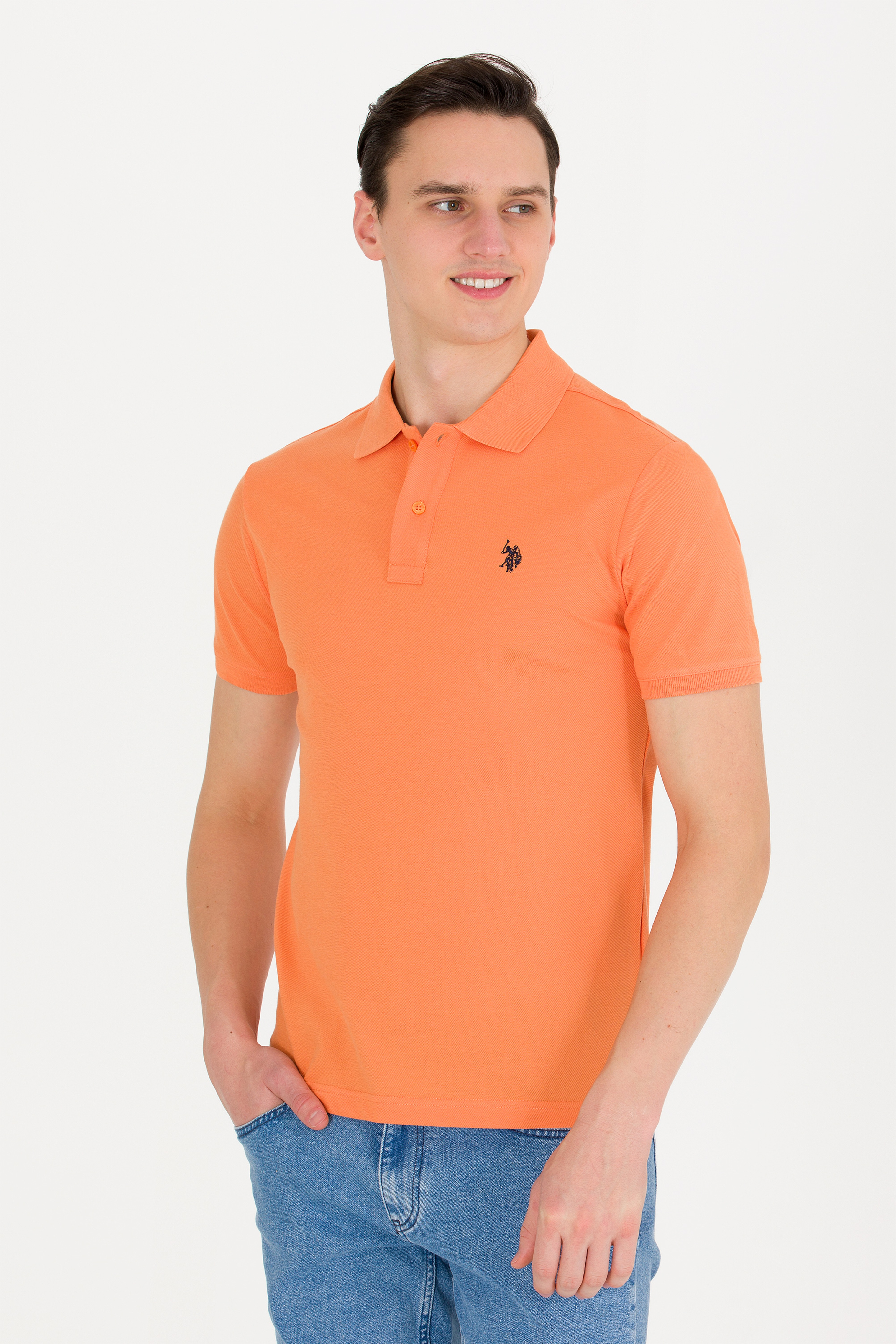 Erkek Turuncu Basic Polo Yaka Tişört - Image 2