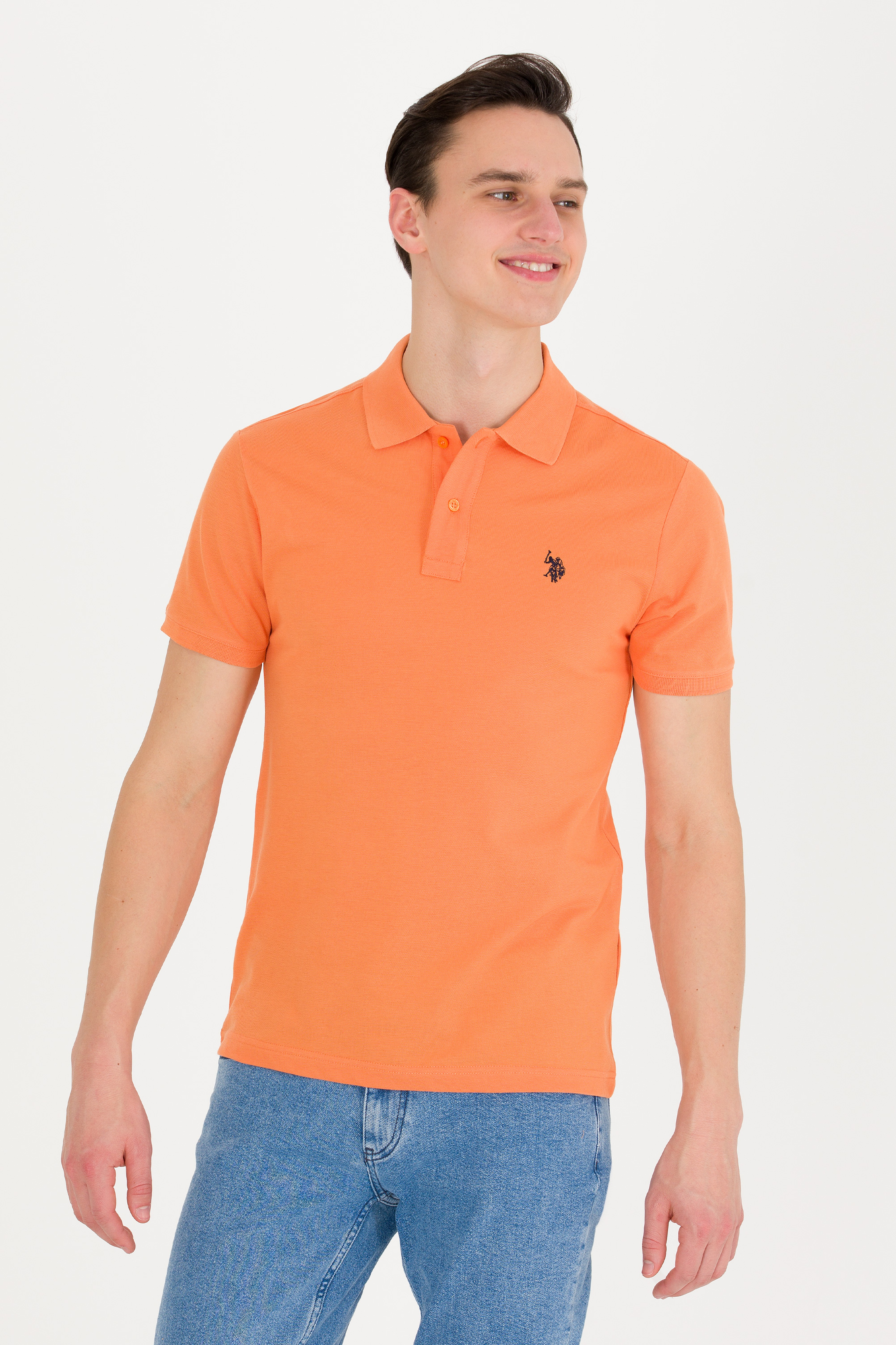 Erkek Turuncu Basic Polo Yaka Tişört - Image 3