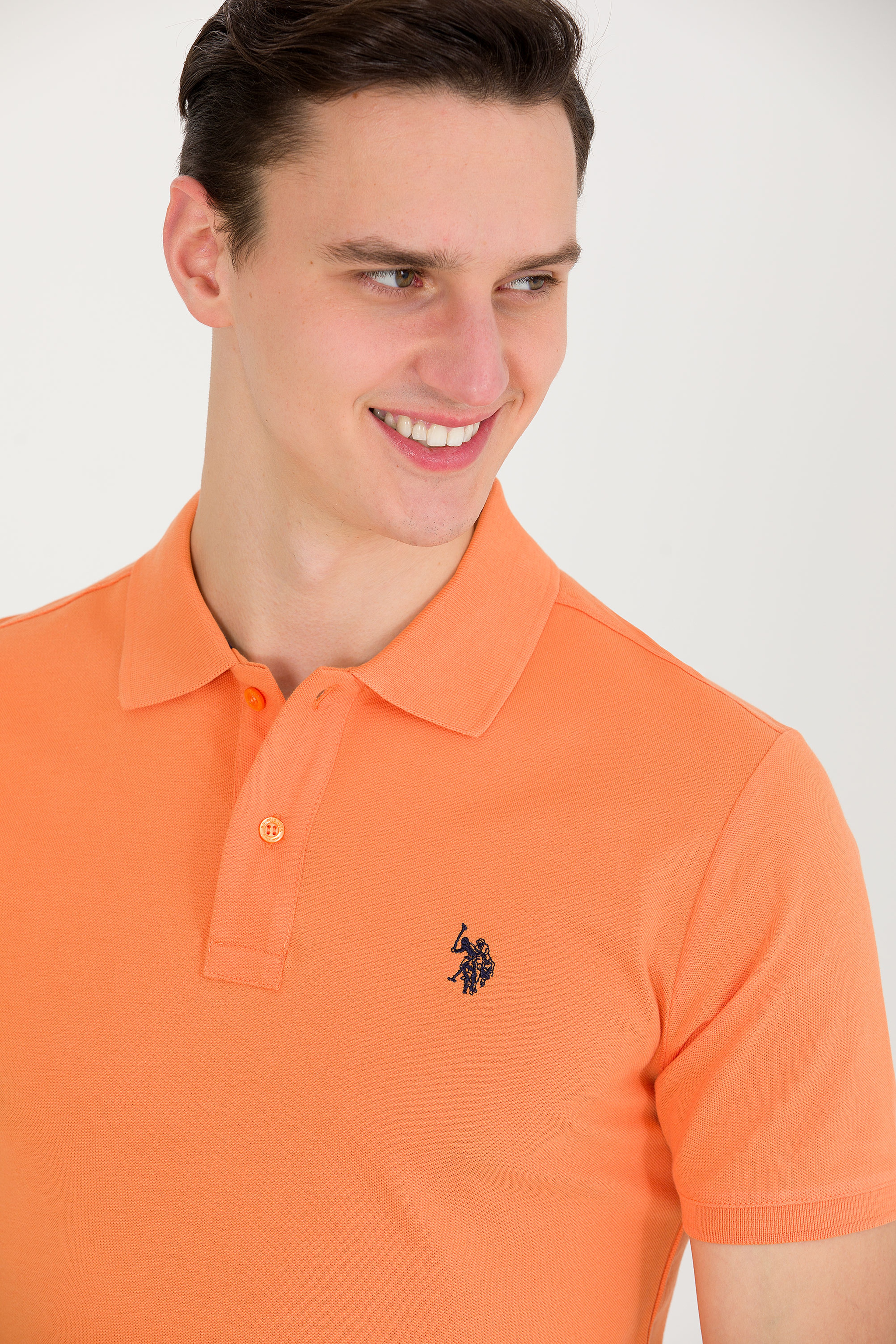 Erkek Turuncu Basic Polo Yaka Tişört - Image 1