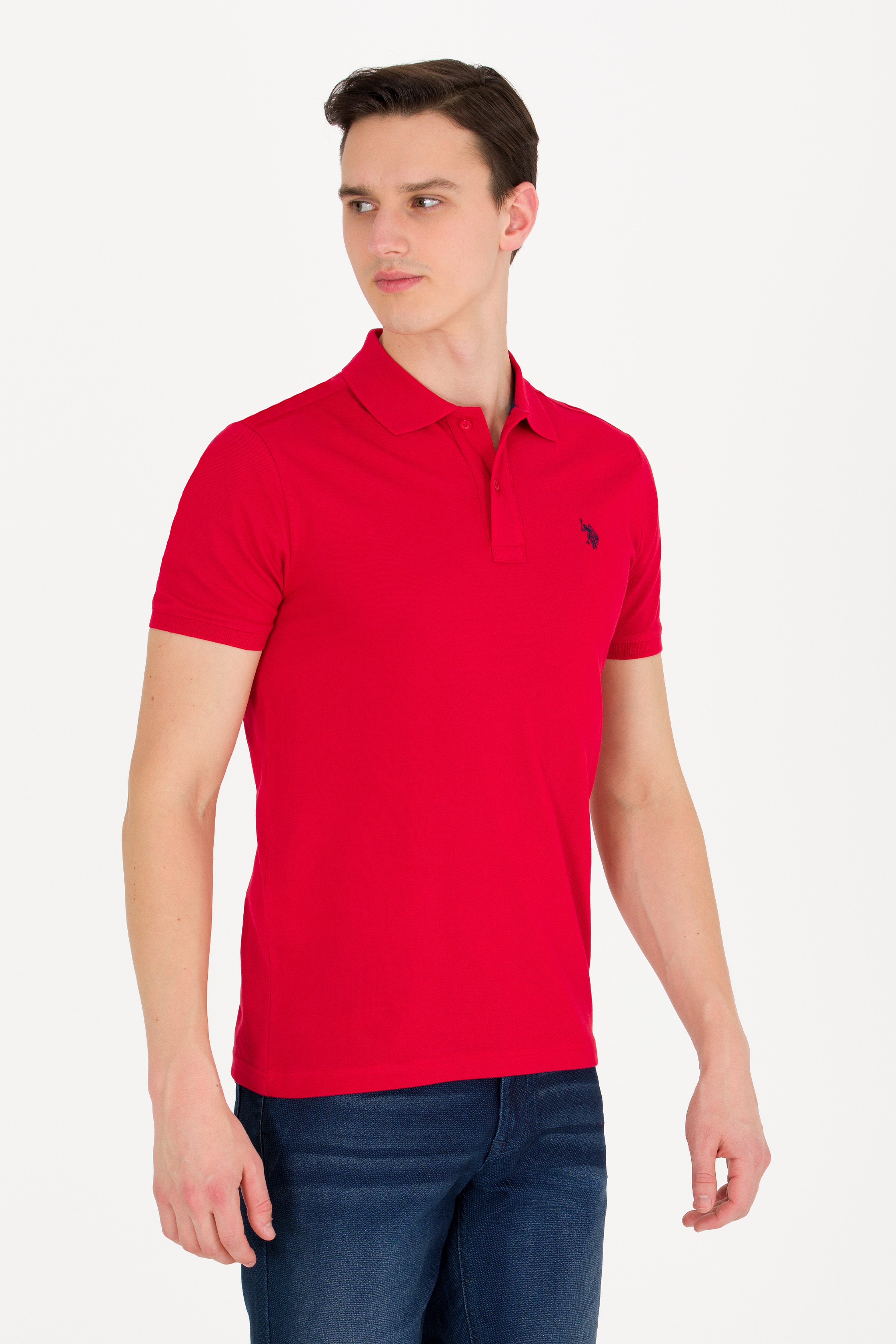 Erkek Kırmızı Basic Polo Yaka Tişört - Image 1