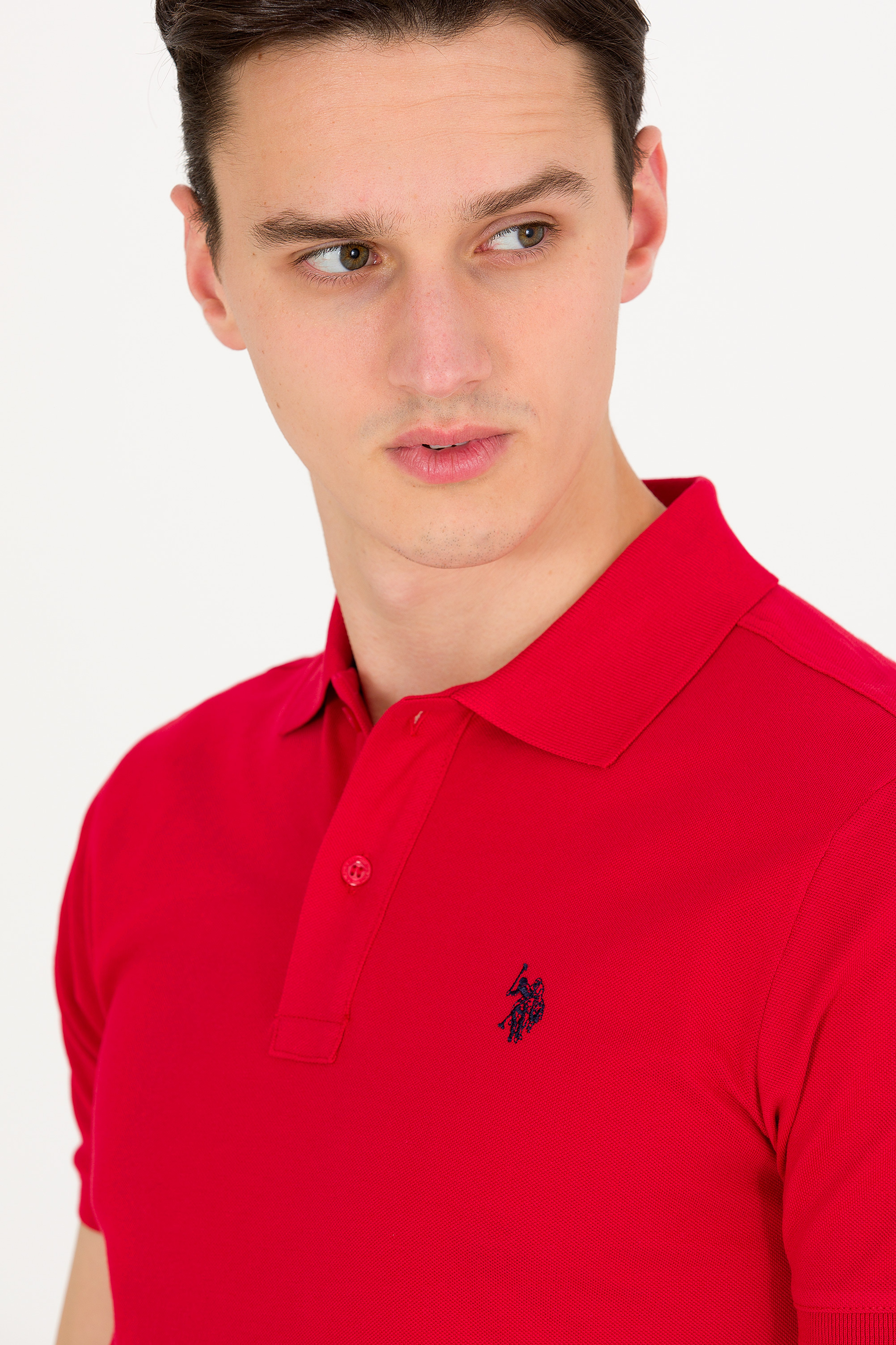 Erkek Kırmızı Basic Polo Yaka Tişört - Image 2