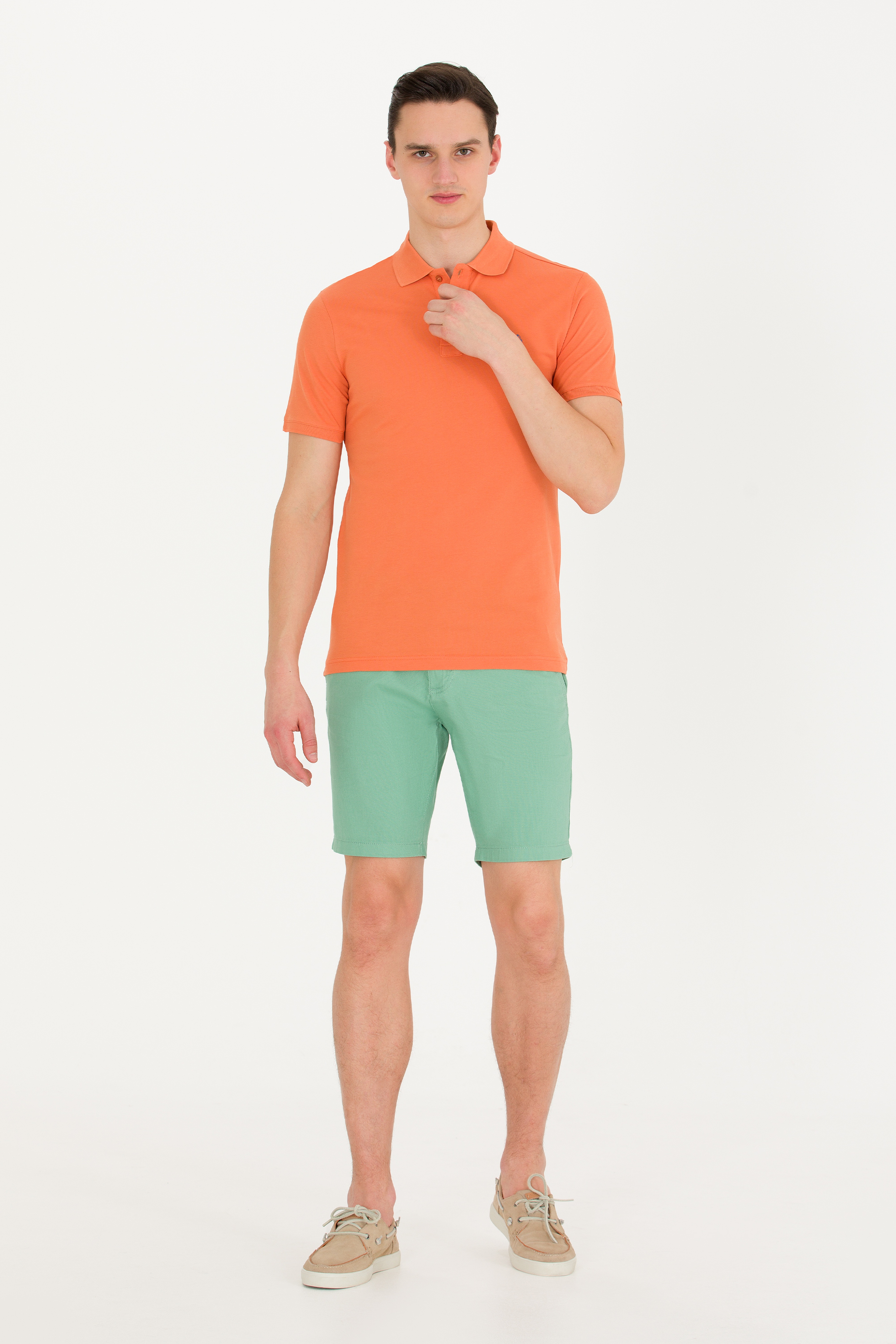 Erkek Kiremit Basic Polo Yaka Tişört - Image 4