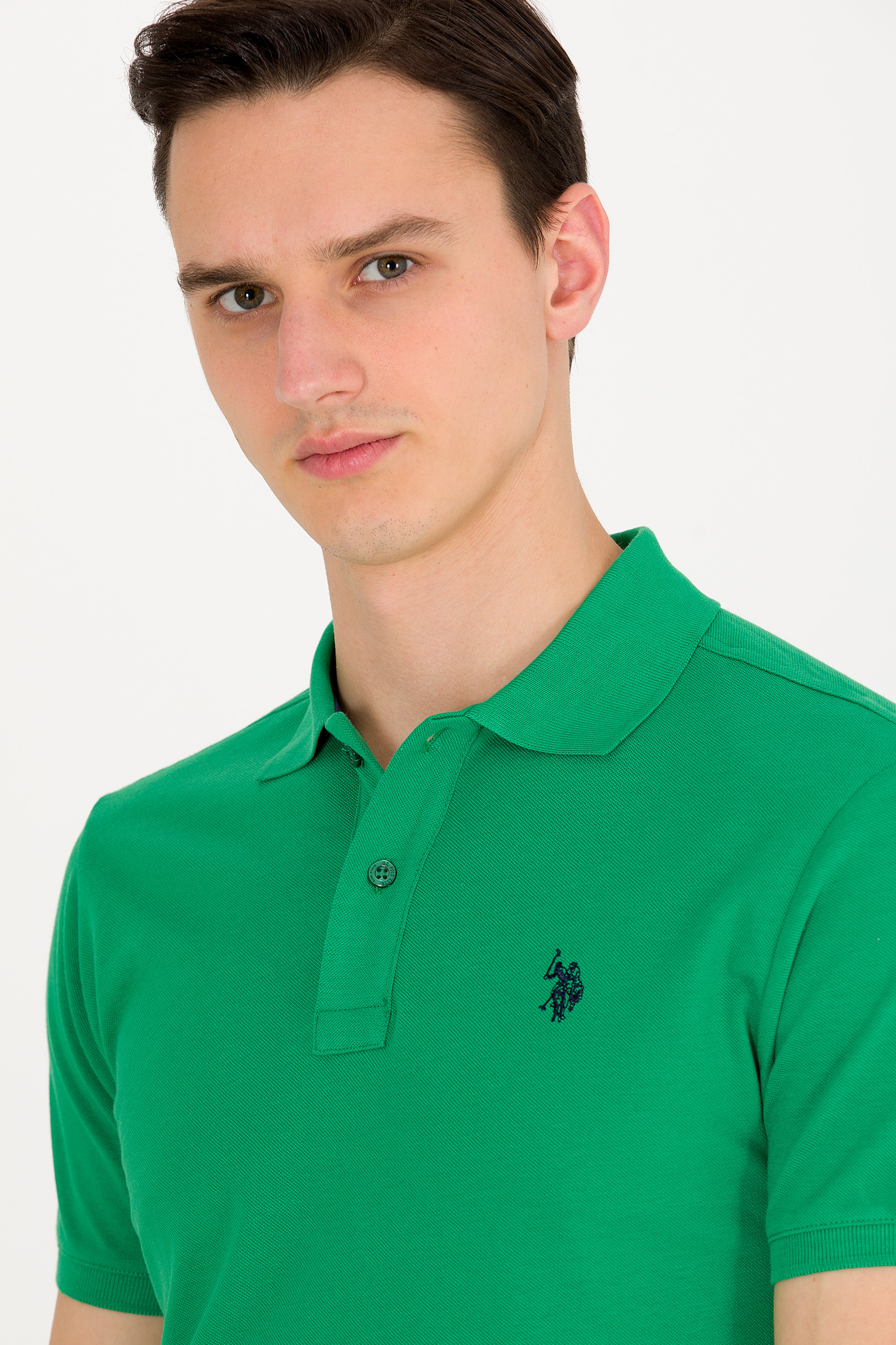 Erkek Yeşil Basic Polo Yaka Tişört - Image 1