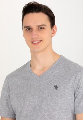 Erkek Gri Melanj Basic V Yaka Tişört - 50263203021