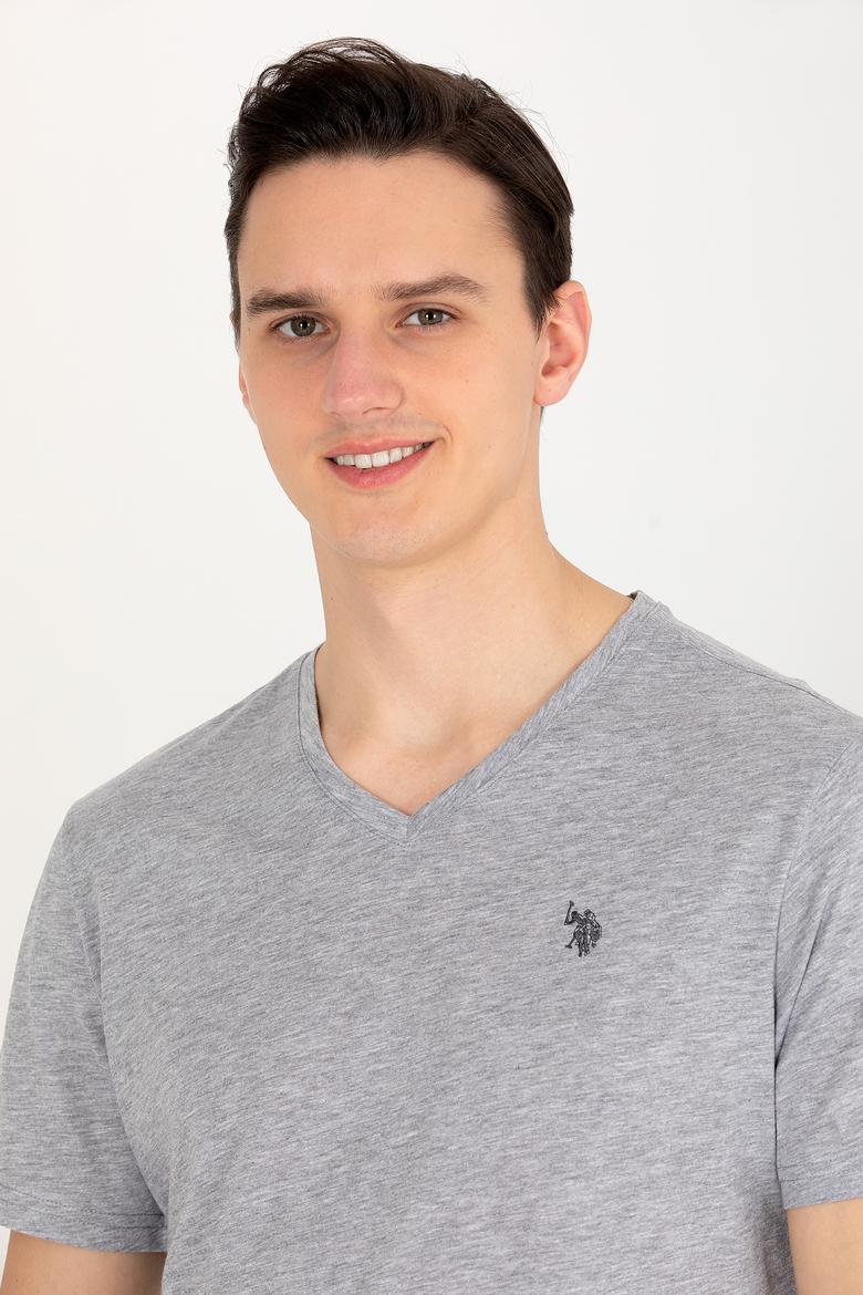 Erkek Gri Melanj Basic V Yaka Tişört - 50263203021