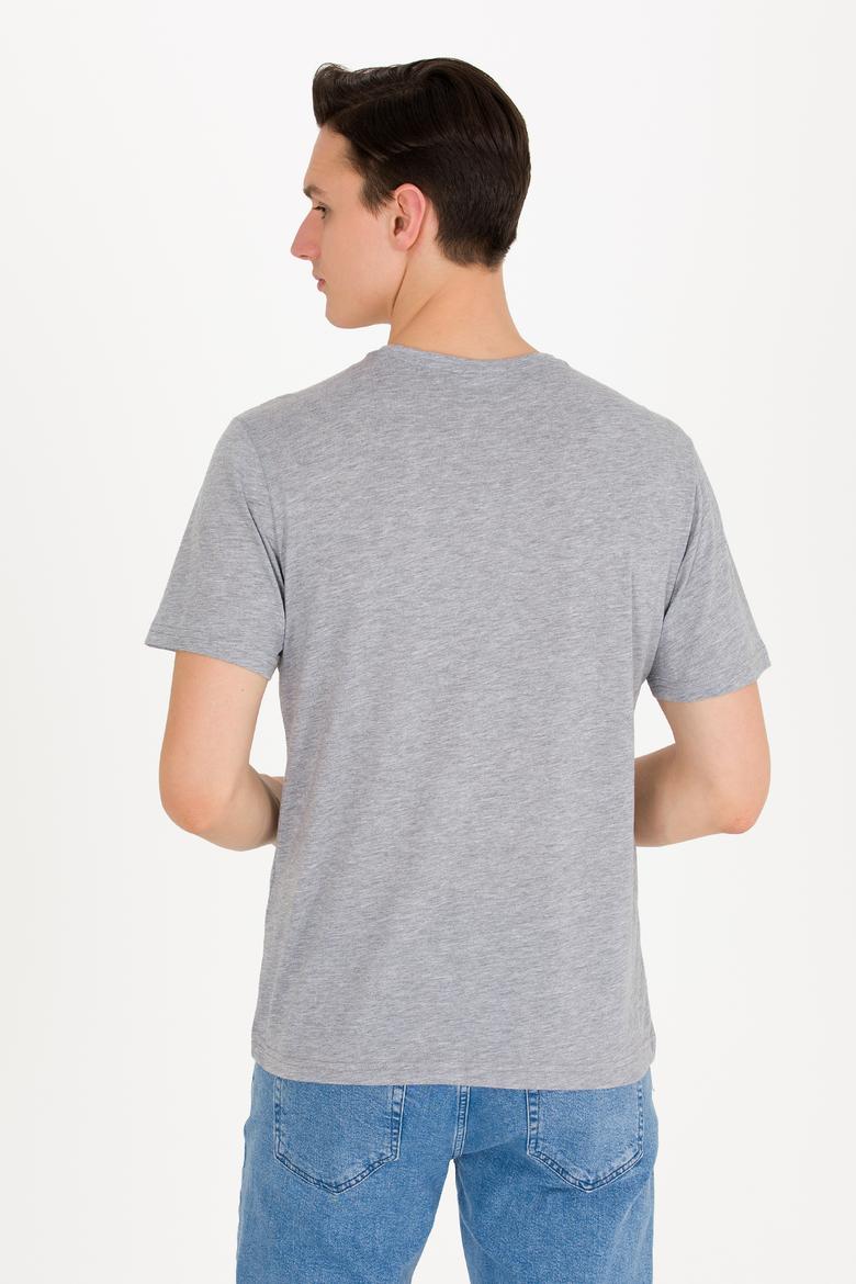 Erkek Gri Melanj Basic V Yaka Tişört - 50263203021