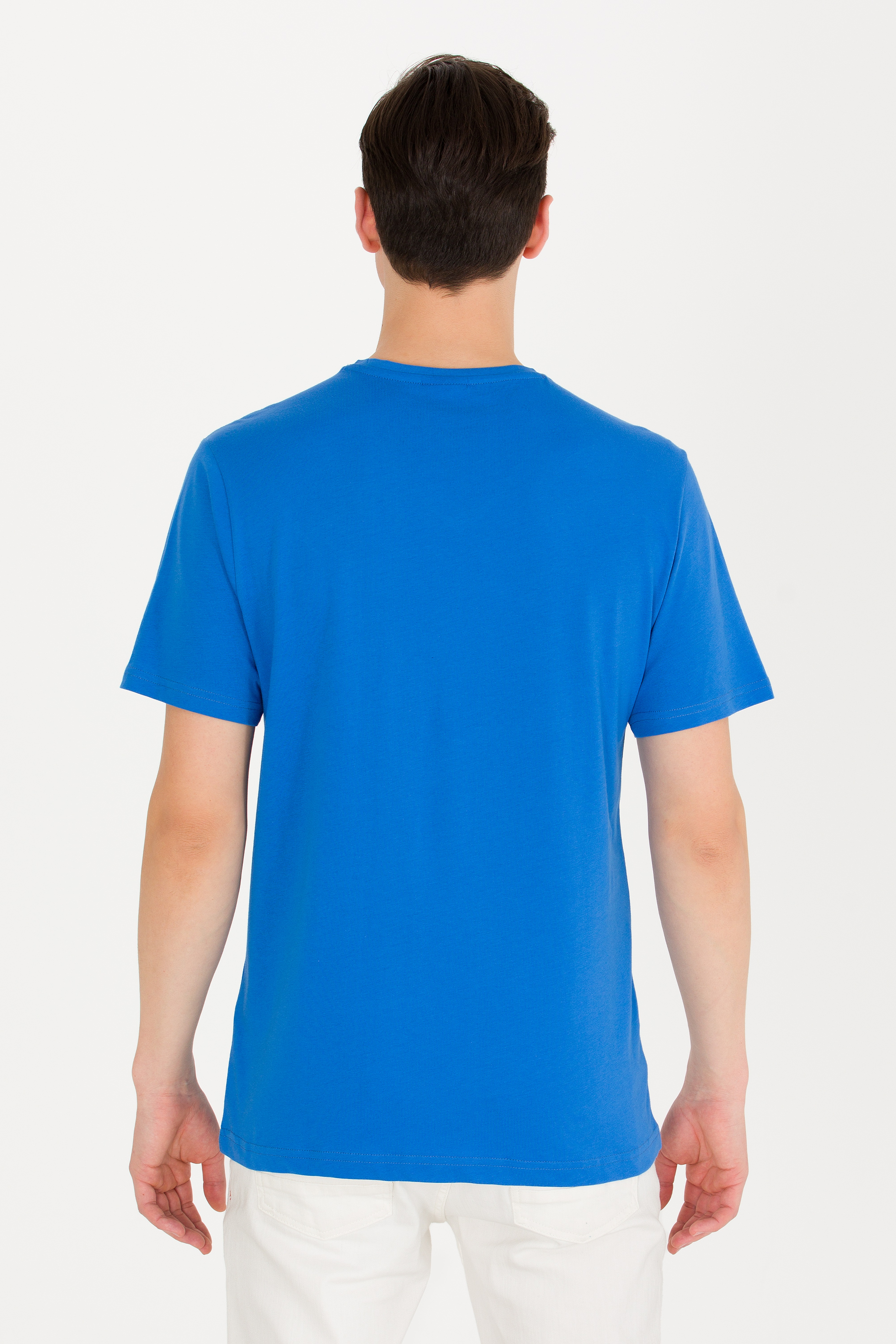 Erkek Saks Basic V Yaka Tişört - Image 5