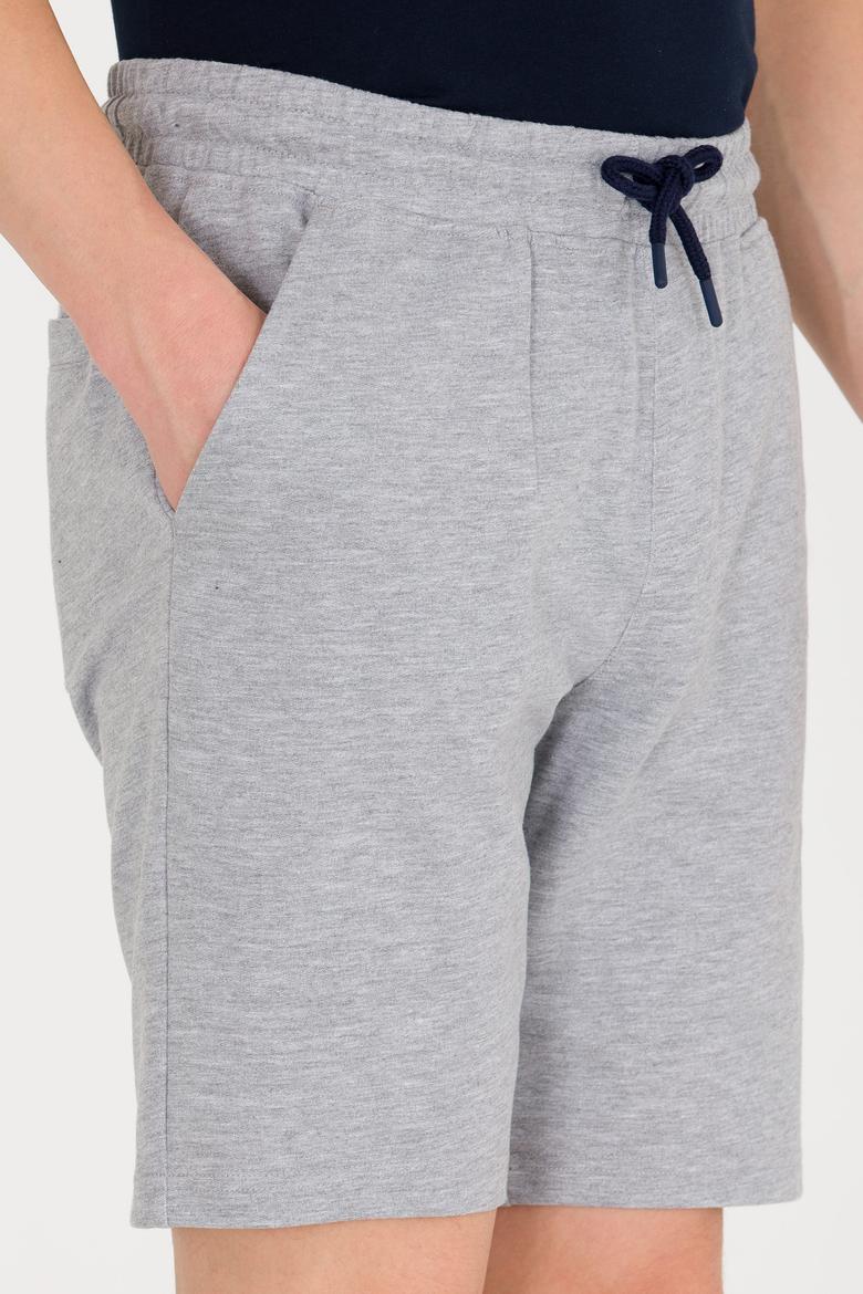 Erkek Gri Melanj Örme Şort - 50263423016