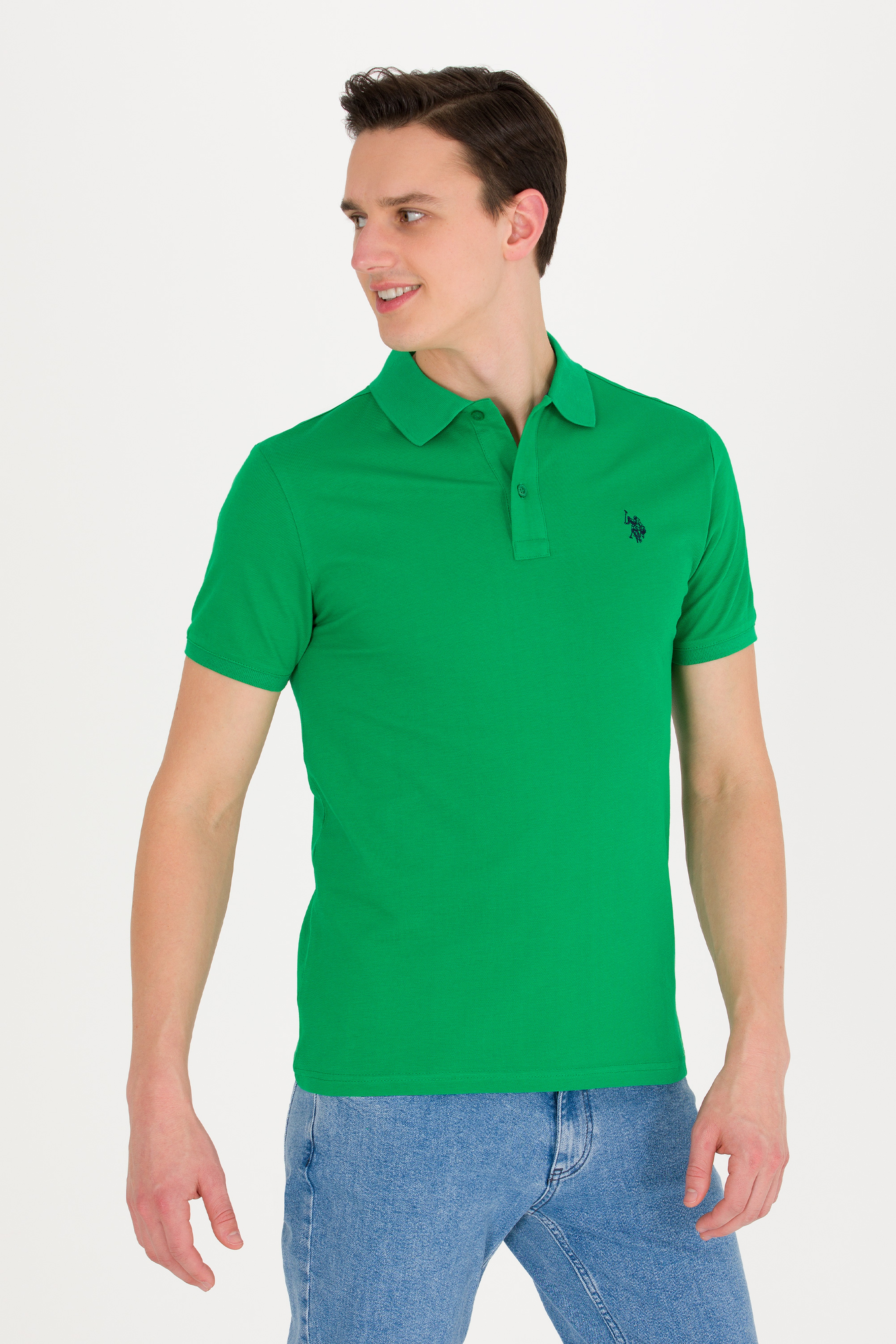 Erkek Elma Yeşili Basic Polo Yaka Tişört - Image 1