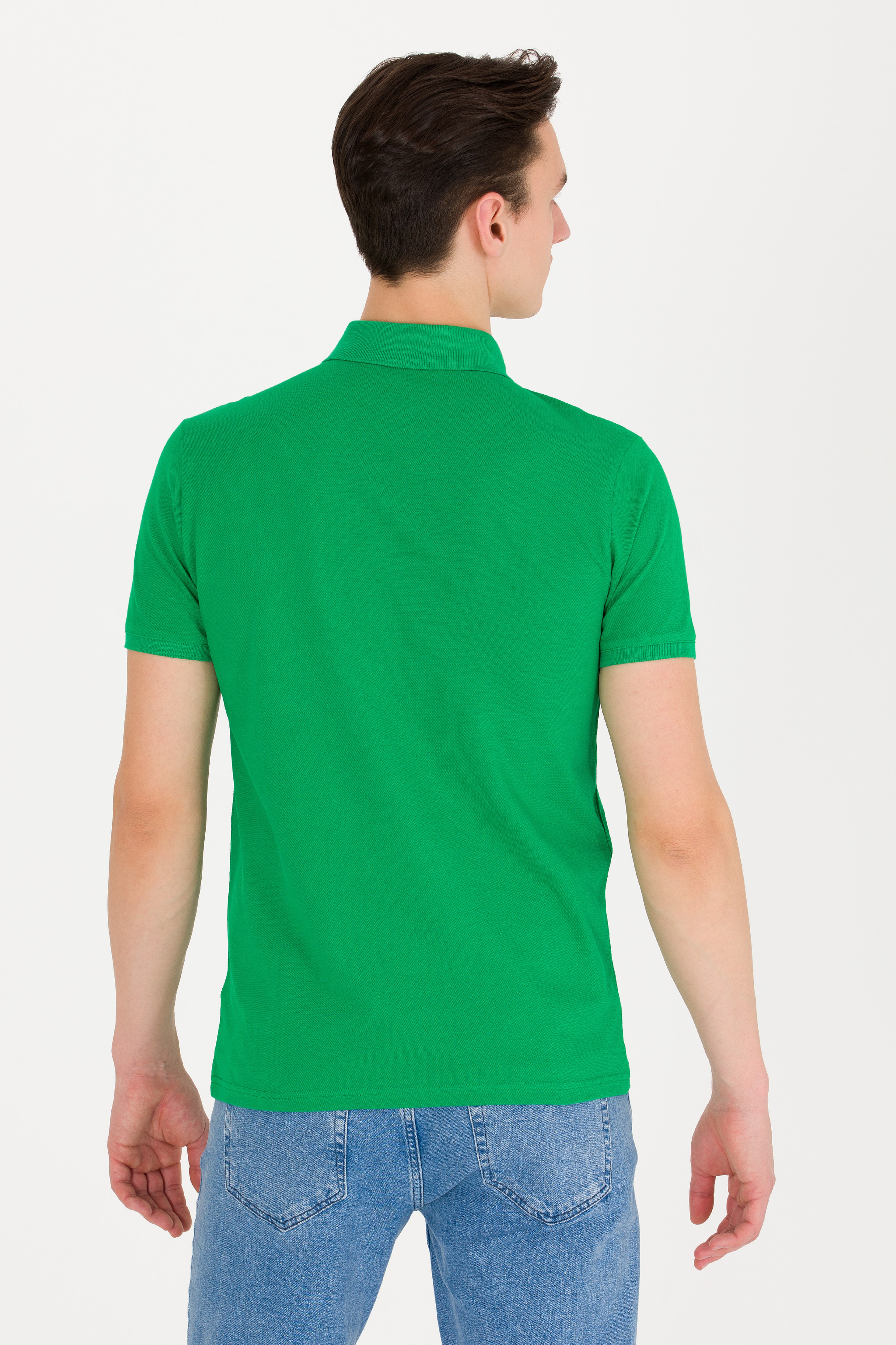 Erkek Elma Yeşili Basic Polo Yaka Tişört - Image 5