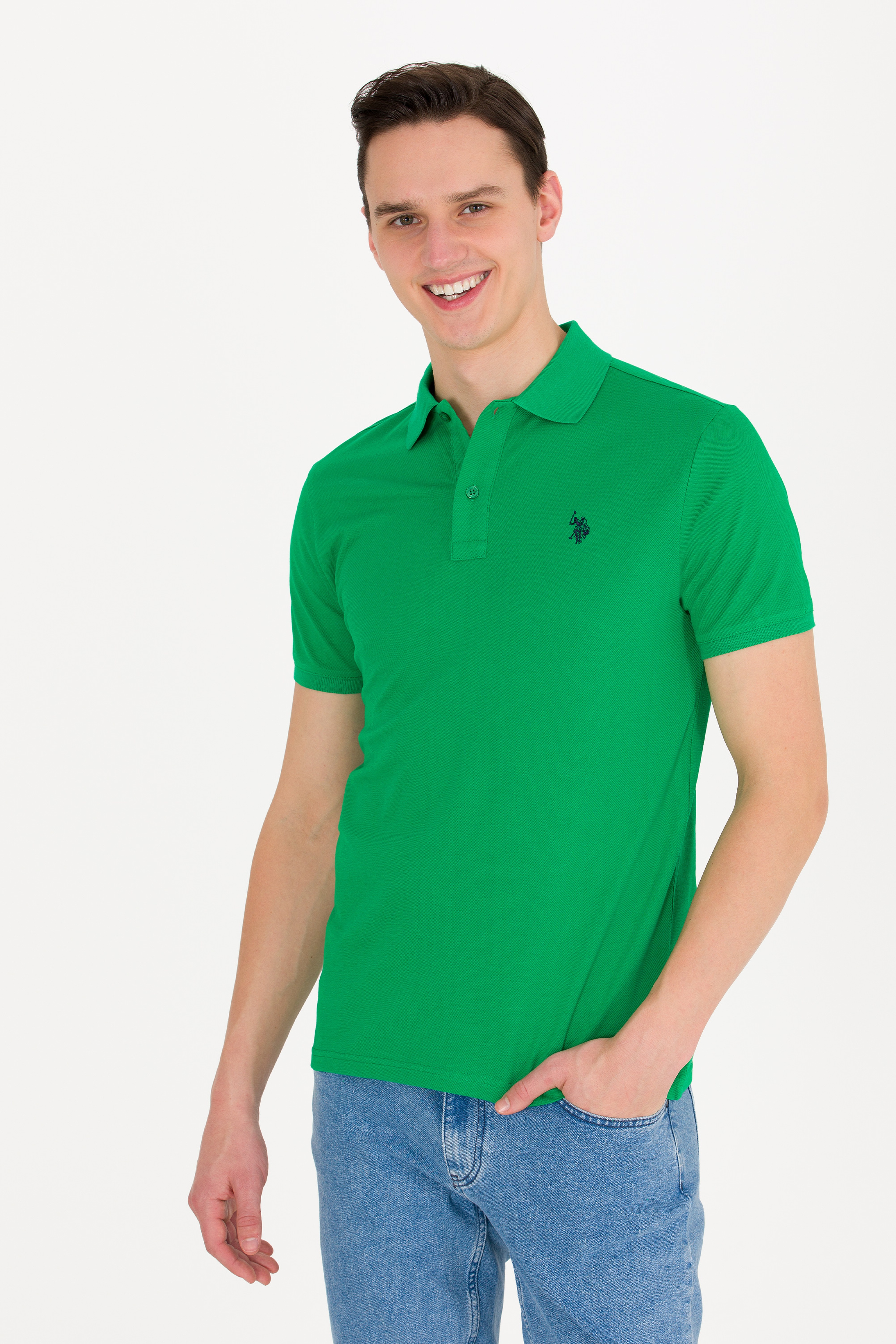 Erkek Elma Yeşili Basic Polo Yaka Tişört