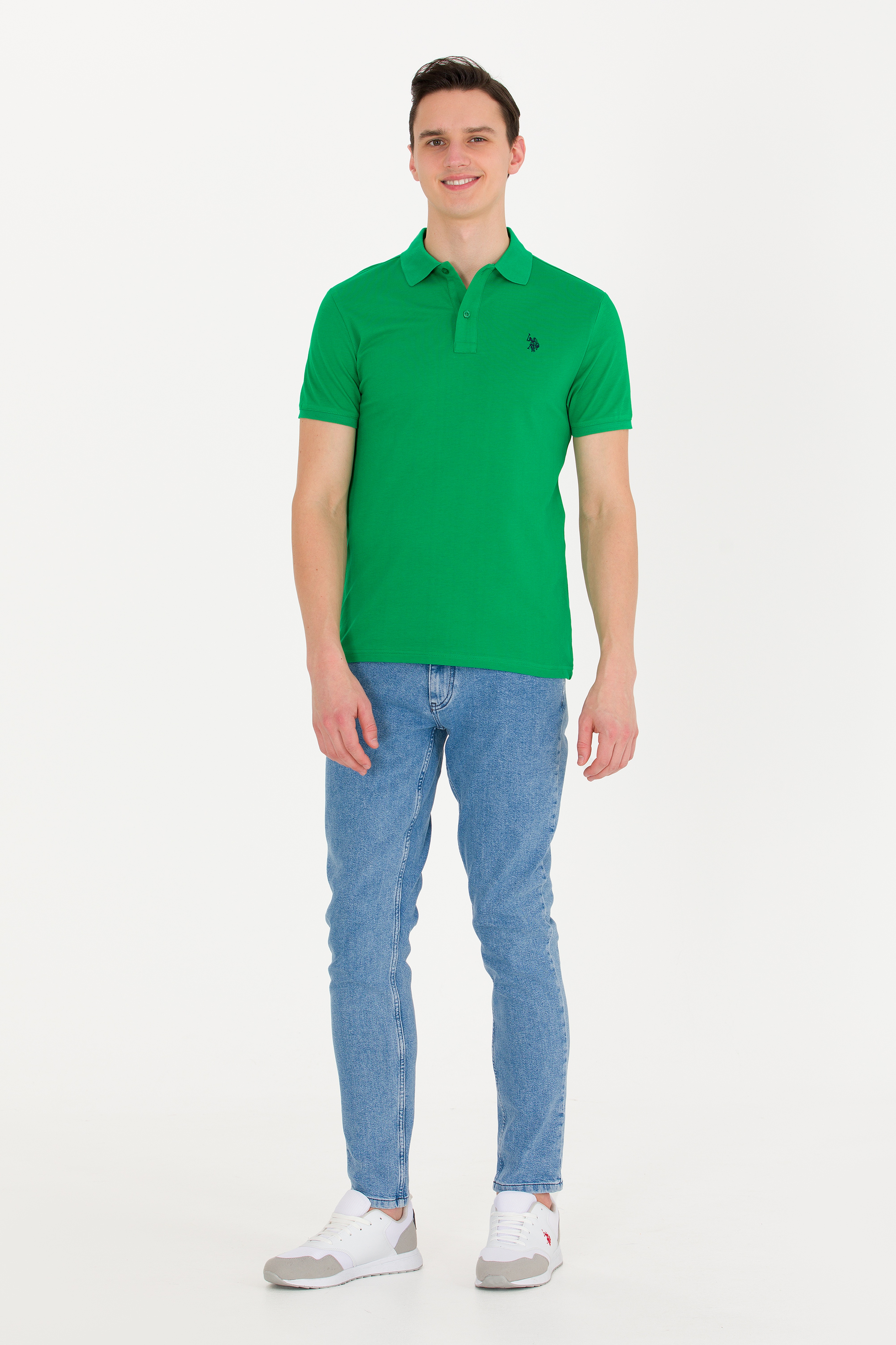 Erkek Elma Yeşili Basic Polo Yaka Tişört - Image 4