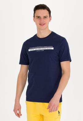 Erkek Lacivert Bisiklet Yaka Tişört - 50263284006