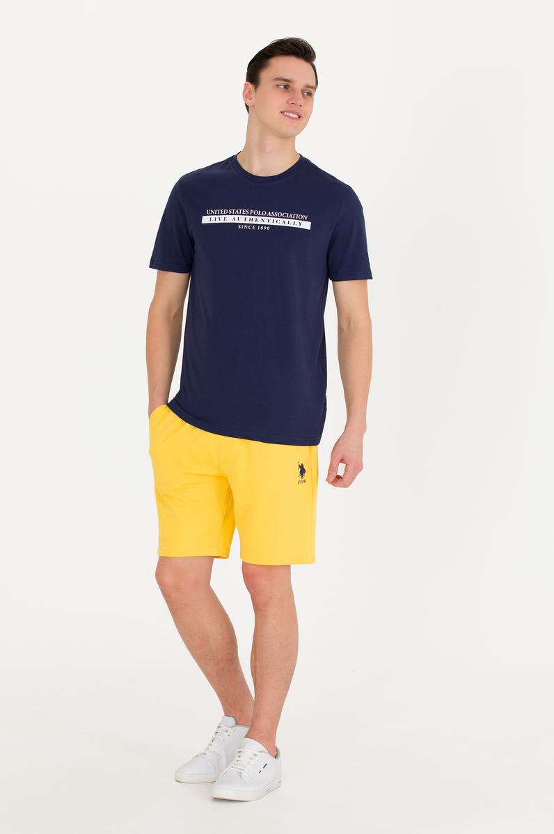 Erkek Sarı Örme Şort