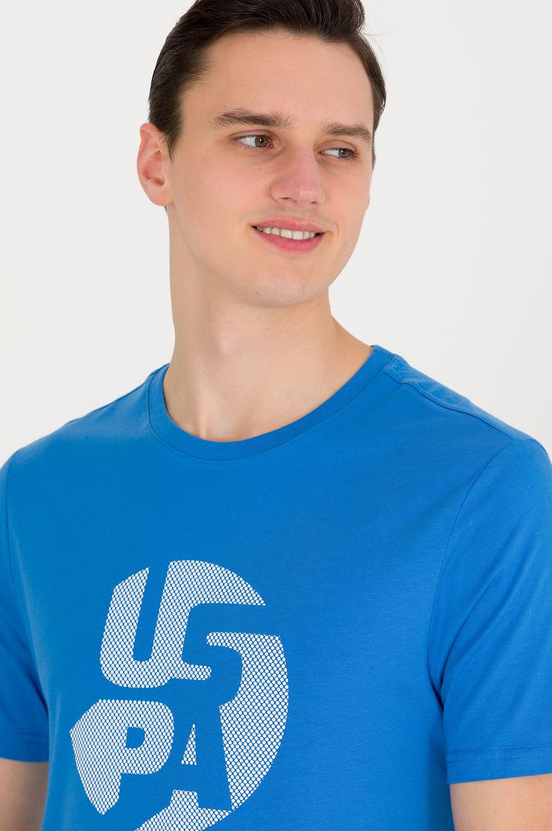 Erkek Saks Bisiklet Yaka Tişört