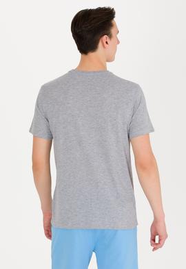 Erkek Gri Melanj Basic Bisiklet Yaka Tişört - 50262976028