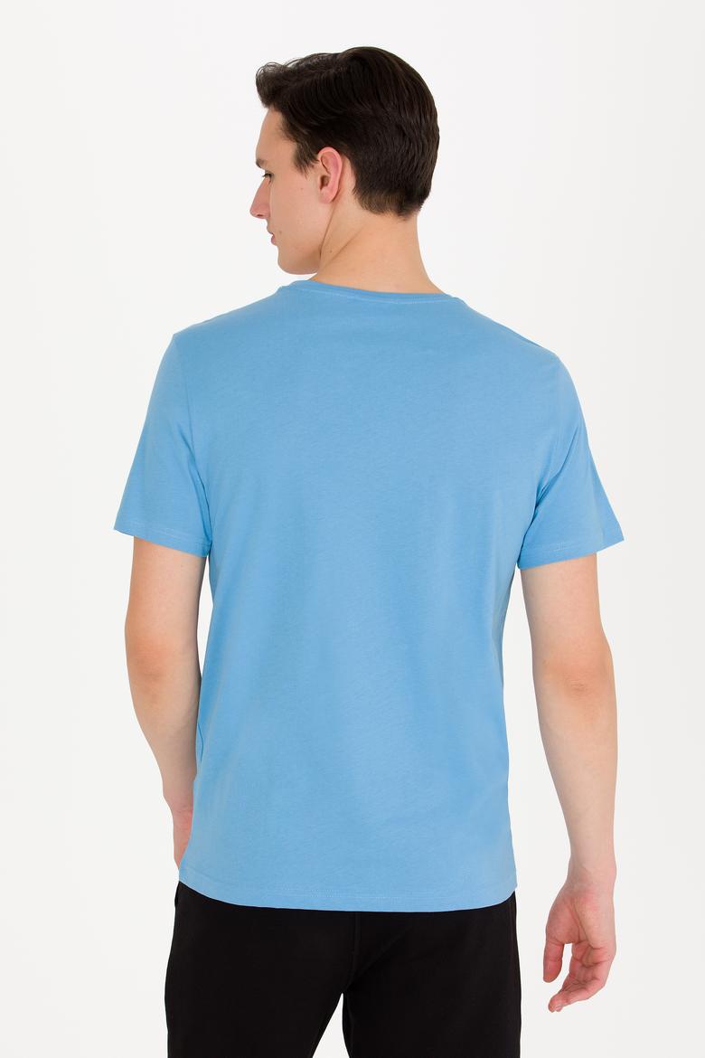Erkek Turkuaz Basic Bisiklet Yaka Tişört - 50263026056