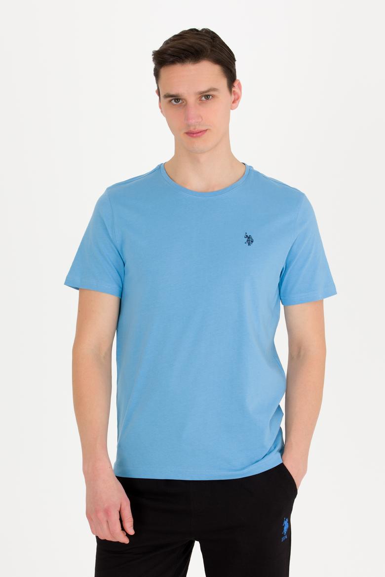 Erkek Turkuaz Basic Bisiklet Yaka Tişört - 50263026056