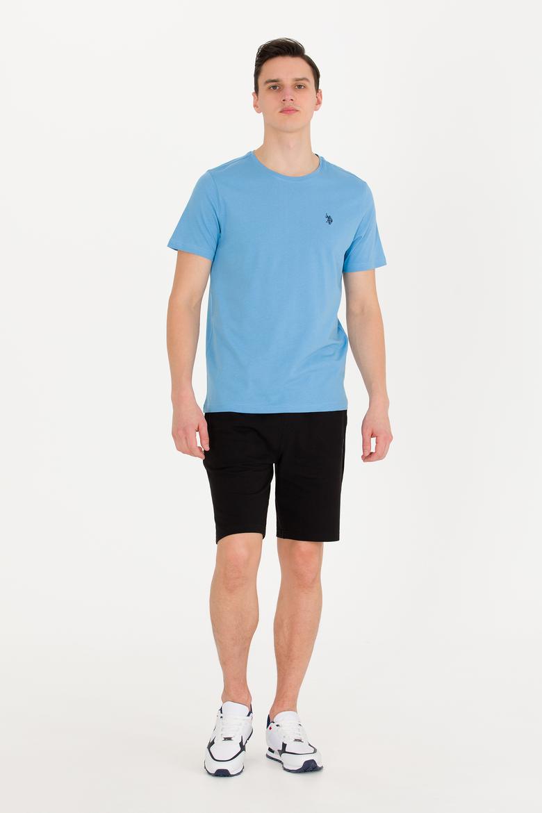 Erkek Turkuaz Basic Bisiklet Yaka Tişört - 50263026056