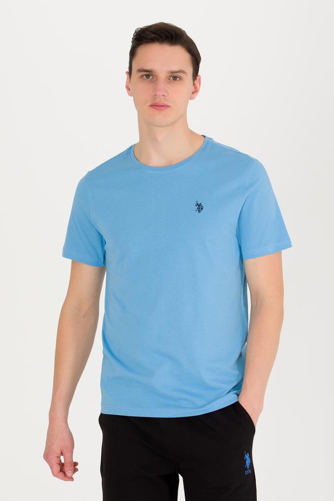 Erkek Turkuaz Basic Bisiklet Yaka Tişört