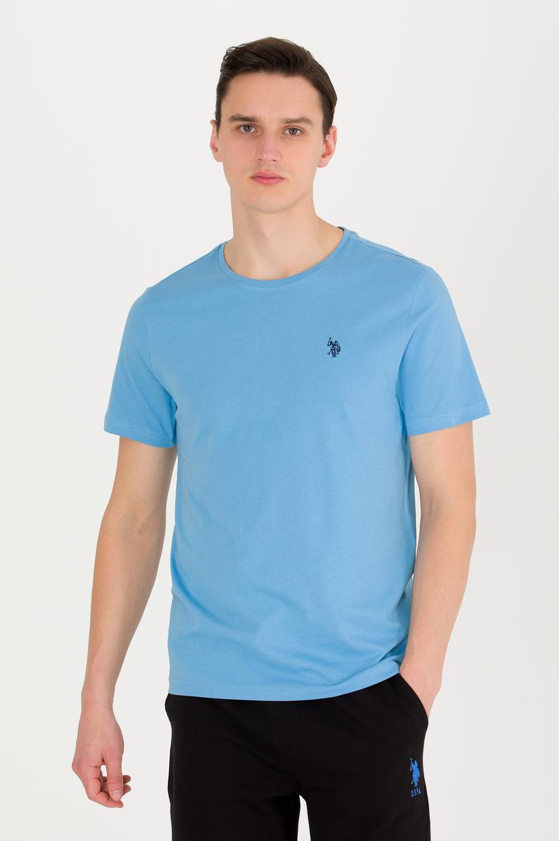 Erkek Turkuaz Basic Bisiklet Yaka Tişört