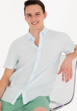 Erkek Açık Mavi Kısa Kollu Gömlek - 50264507007