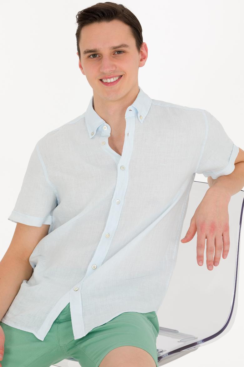 Erkek Açık Mavi Kısa Kollu Gömlek - 50264507007