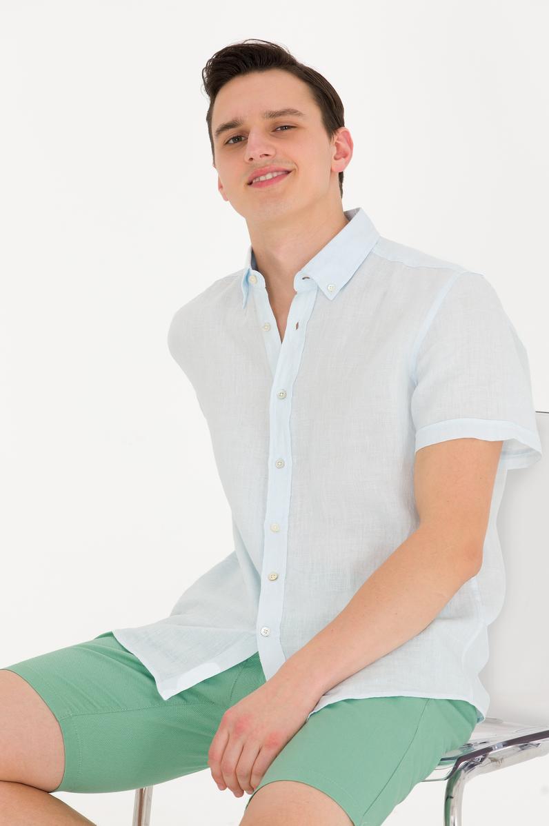 Erkek Açık Mavi Kısa Kollu Gömlek