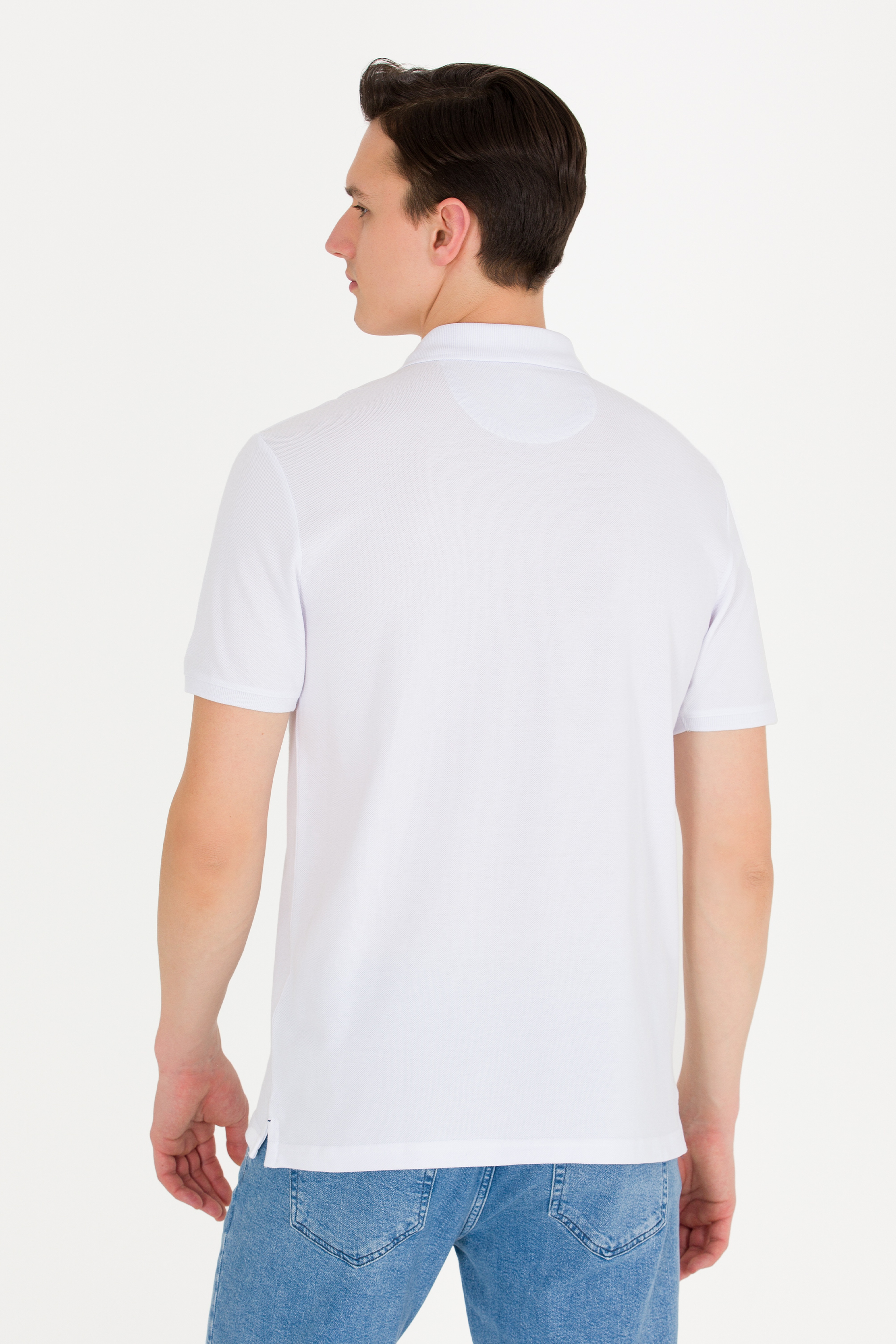 Erkek Beyaz Basic Polo Yaka Tişört