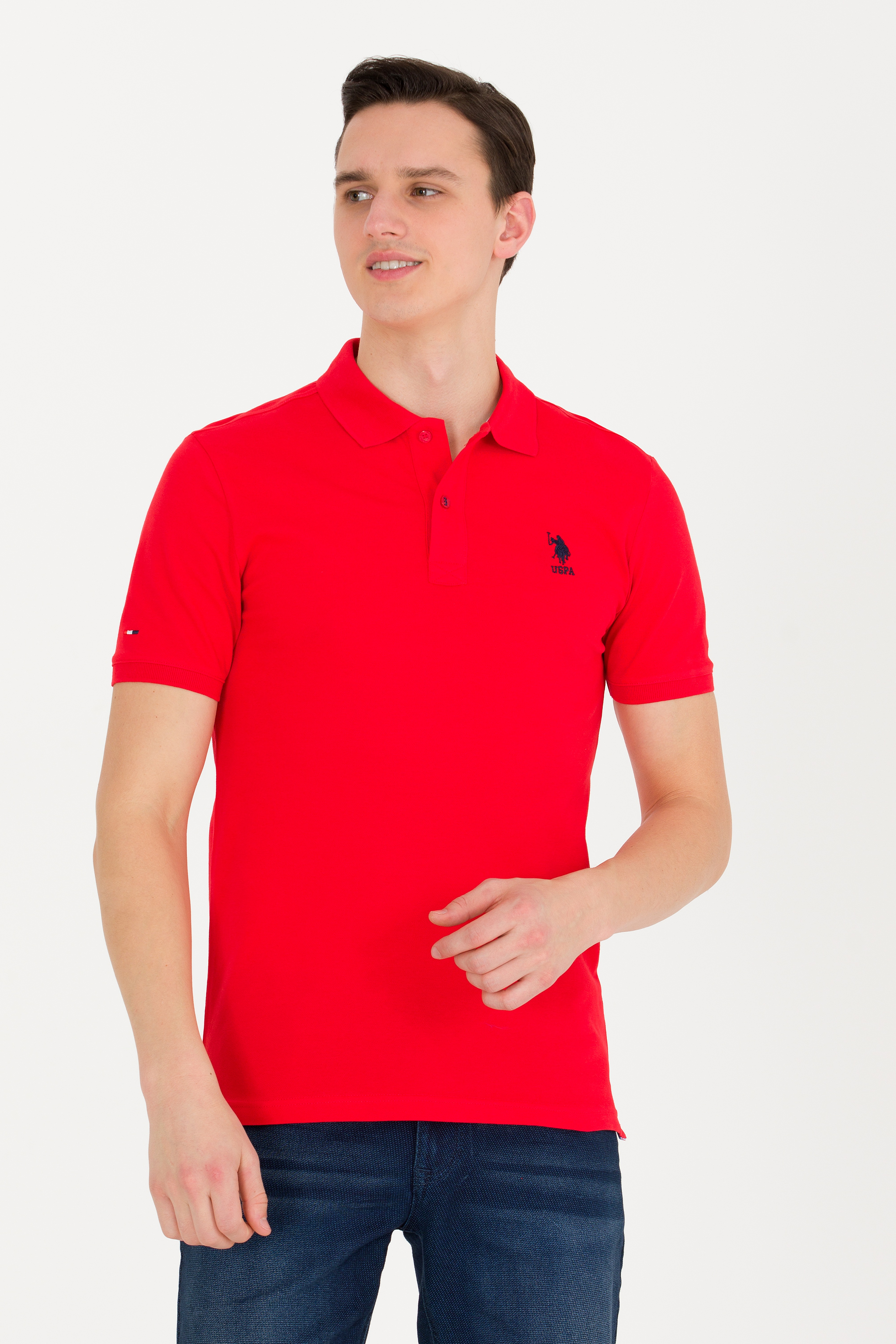 Erkek Kırmızı Basic Polo Yaka Tişört