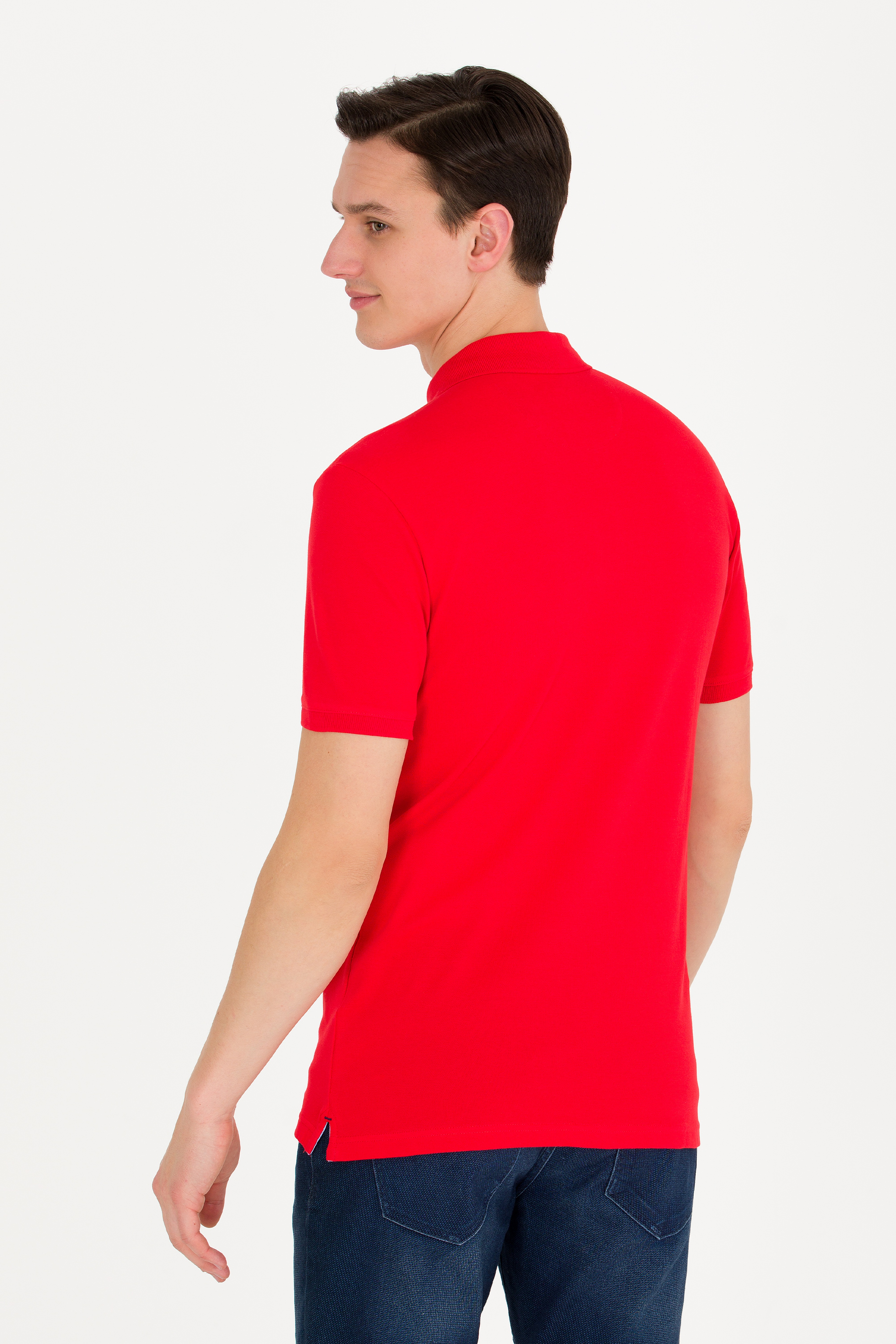 Erkek Kırmızı Basic Polo Yaka Tişört
