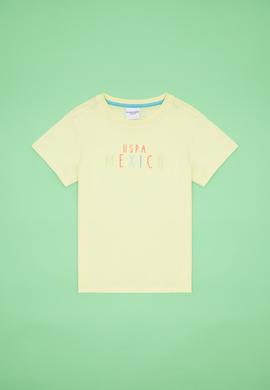 Çocuk Açık Sarı Bisiklet Yaka Tişört - 50263290043