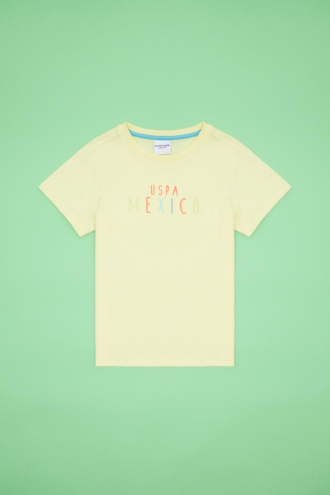 Çocuk Açık Sarı Bisiklet Yaka Tişört