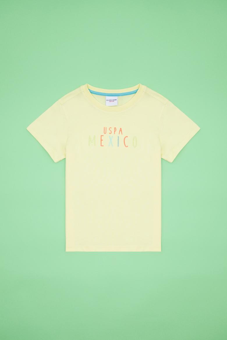 Çocuk Açık Sarı Bisiklet Yaka Tişört