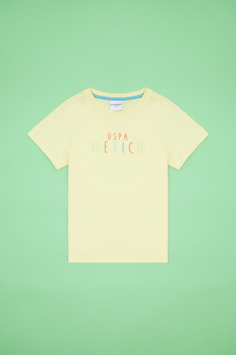 Çocuk Açık Sarı Bisiklet Yaka Tişört