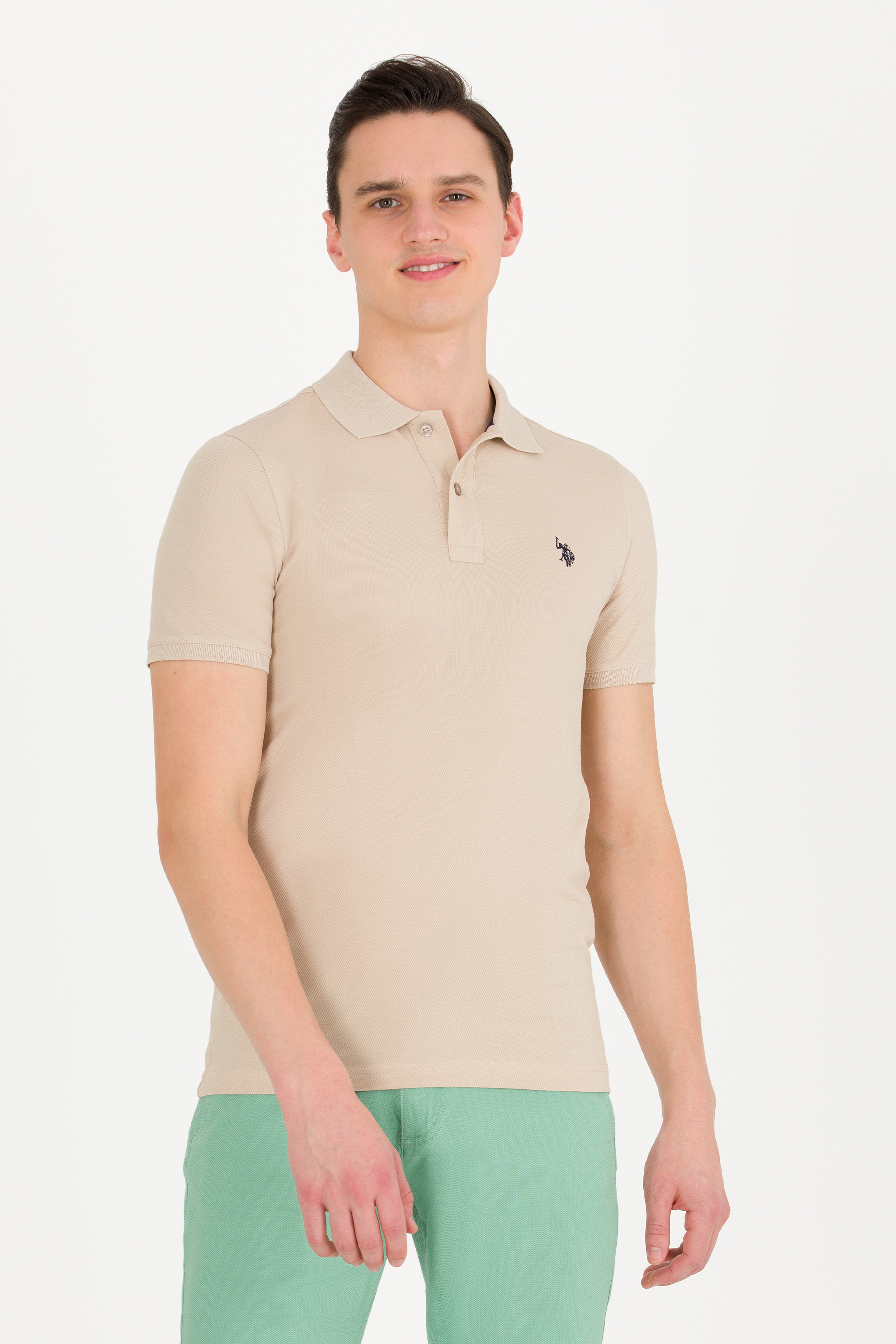 Erkek Taş Basic Polo Yaka Tişört - Image 1