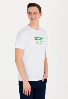 Erkek Beyaz Bisiklet Yaka Tişört - 50263289028