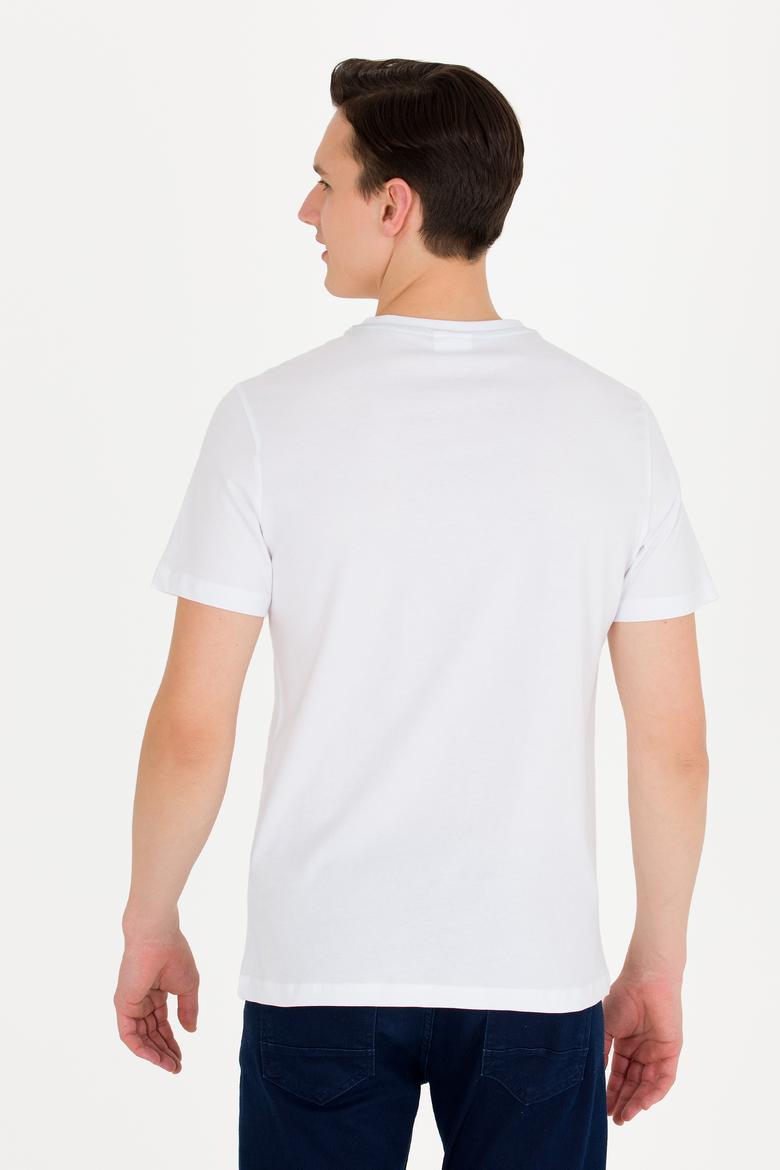 Erkek Beyaz Bisiklet Yaka Tişört - 50263289028