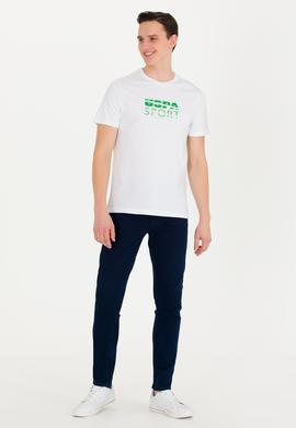 Erkek Beyaz Bisiklet Yaka Tişört - 50263289028