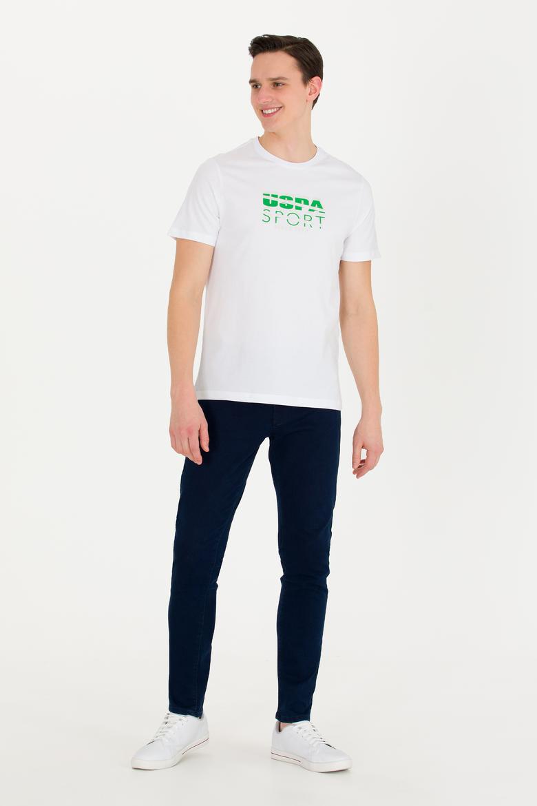 Erkek Beyaz Bisiklet Yaka Tişört - 50263289028