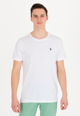 Erkek Beyaz Basic Bisiklet Yaka Tişört - 50262974001