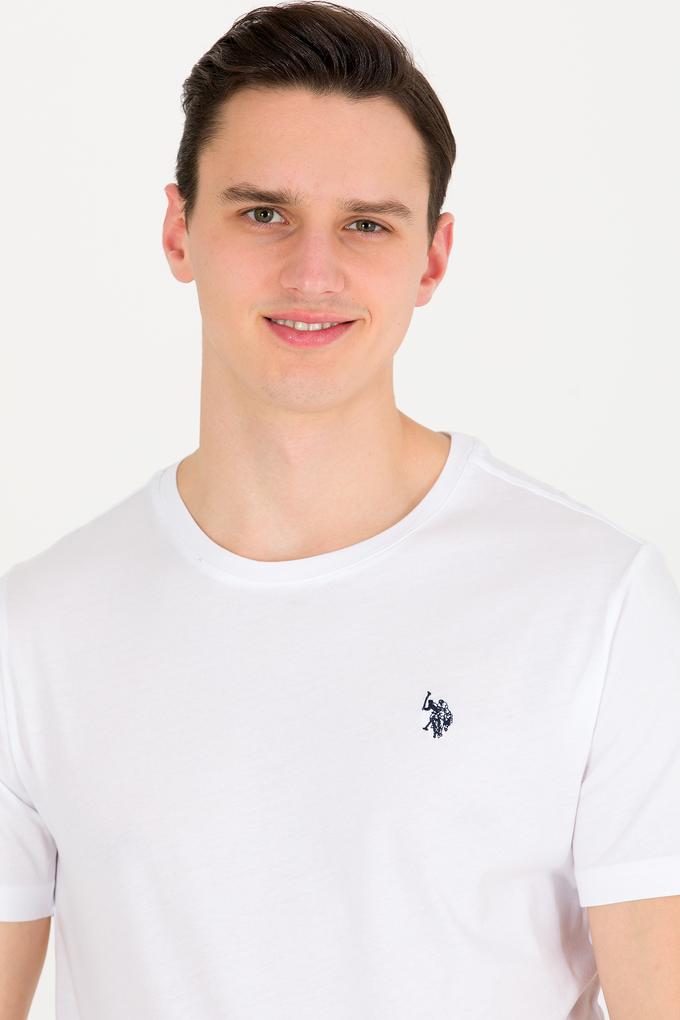 Erkek Beyaz Basic Bisiklet Yaka Tişört