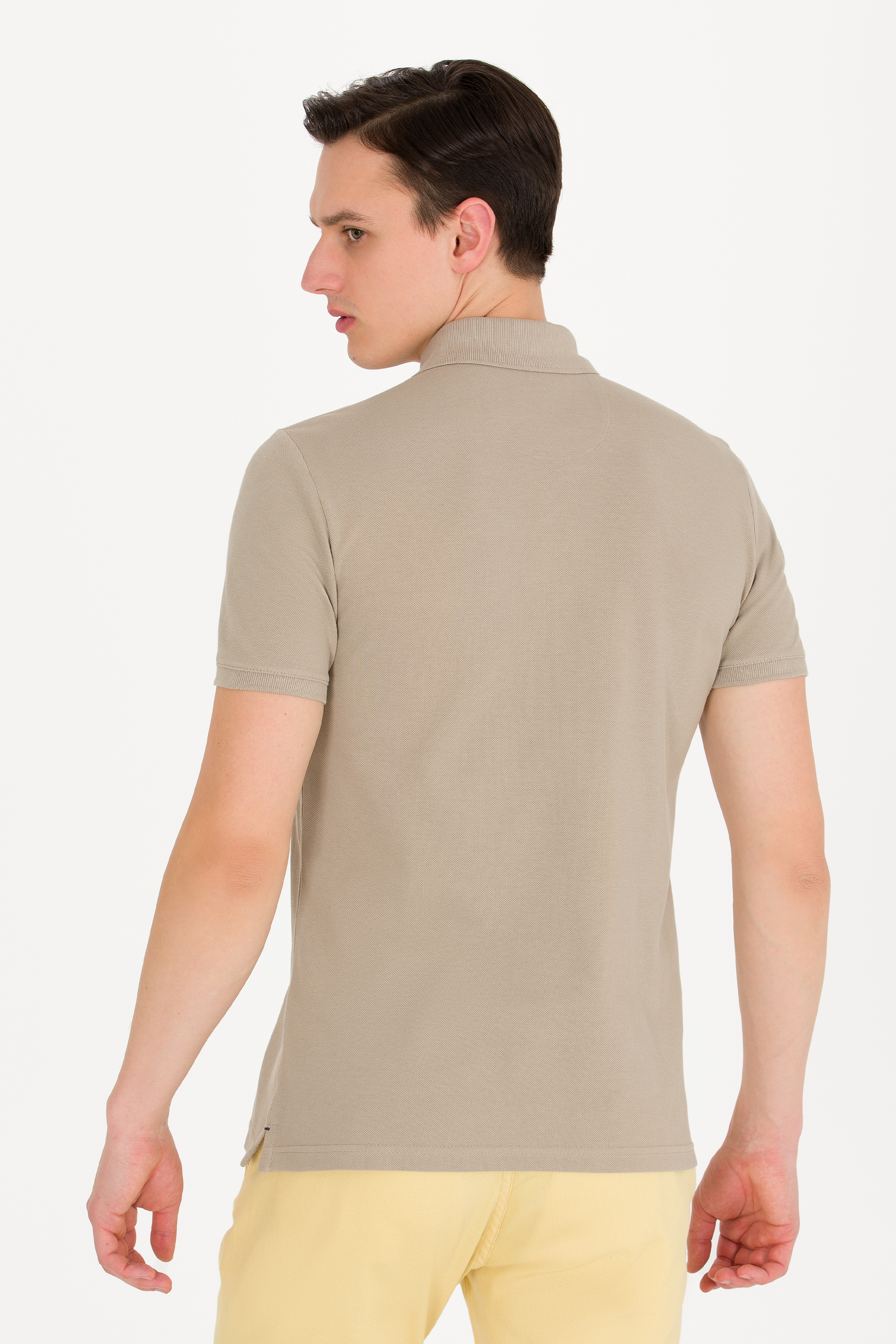 Erkek Haki Basic Polo Yaka Tişört - Image 5